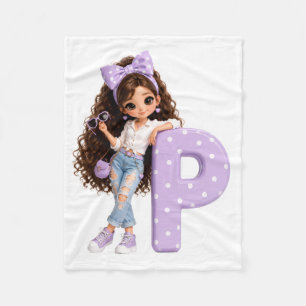 Pop letterenknuffel met paarse strik deken