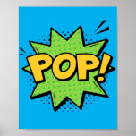 Pop! Levendige Pop Art Comic Burst Poster<br><div class="desc">Verwen uw ruimte met energie en opwinding met dit 'Pop!' pop art design. Geïnspireerd door de explosieve beelden van klassieke stripboeken,  legt dit dynamische stuk het moment van een barstende actie vast,  waardoor het een levendige en gedurfde toevoeging is aan elke kamer.</div>