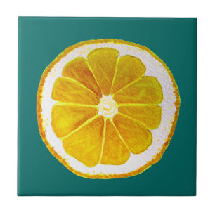 Pop lichtgele citroenwaterverf tegeltje