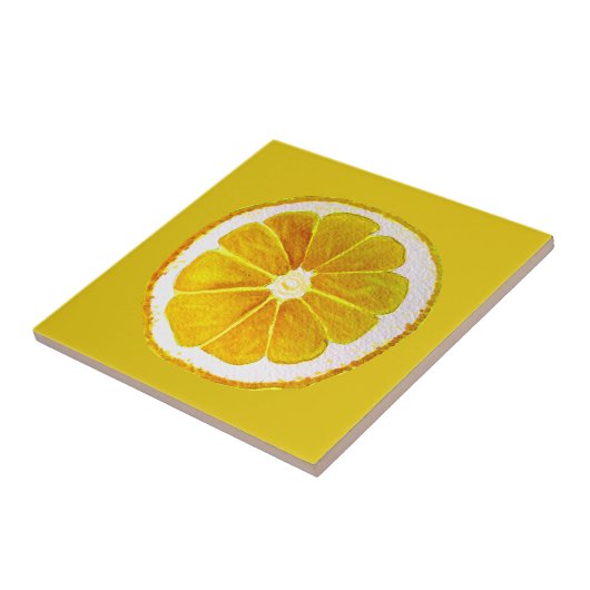 Pop lichtgele citroenwaterverf tegeltje (Zijkant)