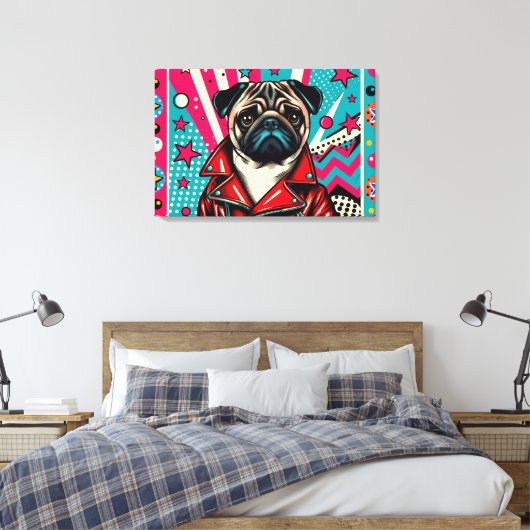 POP LIFE PUG 6 CANVAS AFDRUK (Insitu (Slaapkamer))