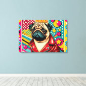 POP LIFE PUG 7 CANVAS AFDRUK (Insitu (Houten vloer))