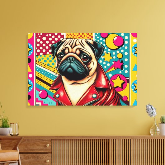 POP LIFE PUG 7 CANVAS AFDRUK (Insitu (Woonkamer))