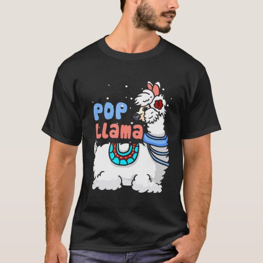 Pop Llama Bijpassende Familie Kerstmis Pyjama T-shirt (Voorkant)