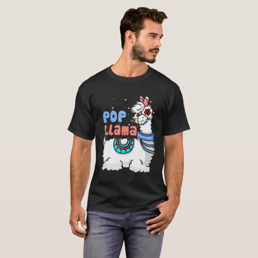 Pop Llama Bijpassende Familie Kerstmis Pyjama T-shirt (Voorkant volledig)