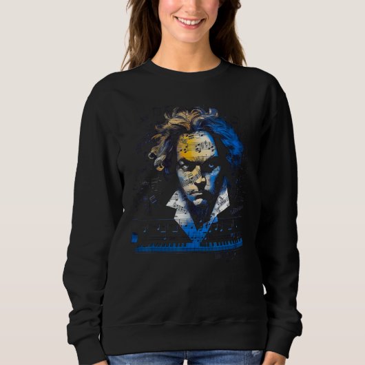 Pop Ludwig van Beethoven Music Piano Blue Trui (Voorkant)