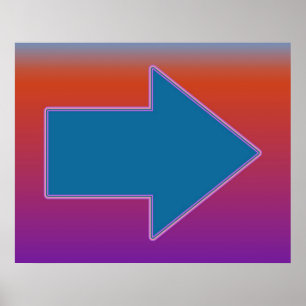Pop maakt een pijl naar rechts blauw boven rood poster