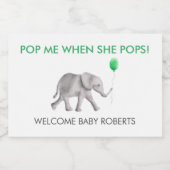 Pop me als ze Poppen Baby olifant mousserende wijn Sparkling Wijnetiket (Enkel label)