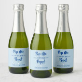 Pop me als ze Poppen, Baby shower label, blauw Sparkling Wijnetiket (Flessen)