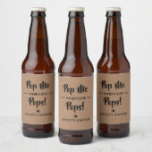 Pop me als ze Poppen, Baby shower label, Kraft Bier Etiket (Flessen)