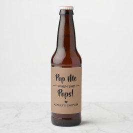 Pop me als ze Poppen, Baby shower label, Kraft Bier Etiket