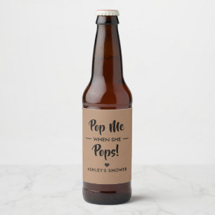 Pop me als ze Poppen, Baby shower label, Kraft Bier Etiket