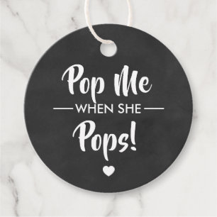 Pop me als ze Poppen, Baby shower Label, krijtbord Bedankjes Labels