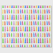 Pop met kleurrijke kerstbomen cadeaupapier (Vlak)