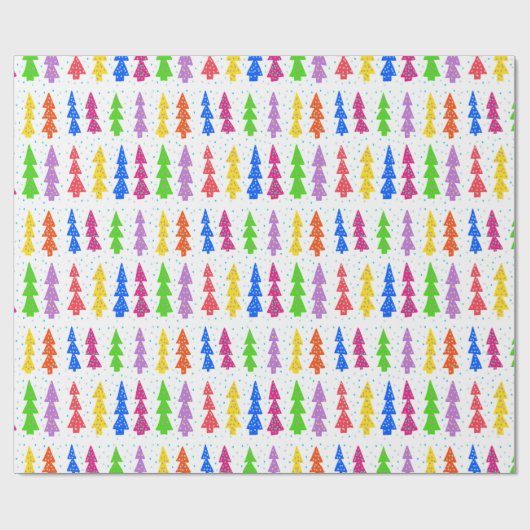 Pop met kleurrijke kerstbomen cadeaupapier (Vlak)