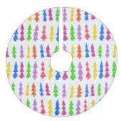 Pop met kleurrijke kerstbomen imitatie linnen kerstboom kleed (Voorkant)