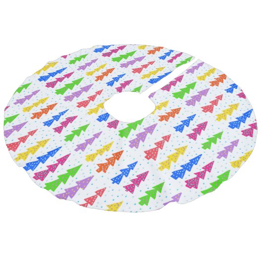 Pop met kleurrijke kerstbomen imitatie linnen kerstboom kleed (Gekanteld)