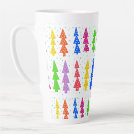 Pop met kleurrijke kerstbomen latte mok