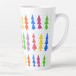 Pop met kleurrijke kerstbomen latte mok