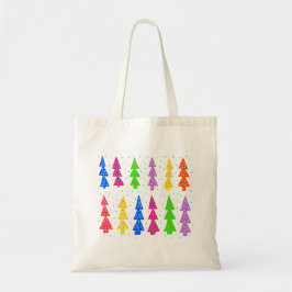 Pop met kleurrijke kerstbomen tote bag