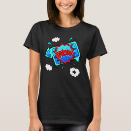 Pop met komische stijl Art Retro Blue Red WOW T-shirt