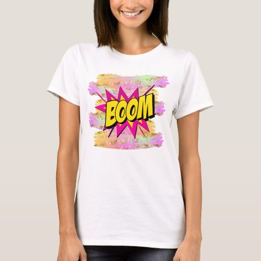 Pop met komische stijl Art Retro Yellow Hot Pink B T-shirt (Voorkant)