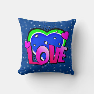 Pop met komische stijl Kunst Retro Blauw Roze Groe Kussen