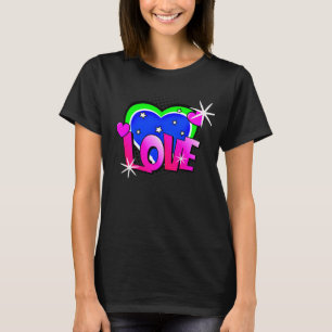 Pop met komische stijl Kunst Retro Blauwe Groene R T-shirt