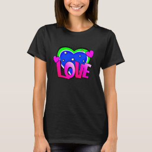 Pop met komische stijl Kunst Retro Blauwe Groene R T-shirt