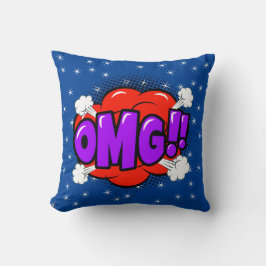 Pop met komische stijl Kunst Retro Blue Red Paars  Kussen