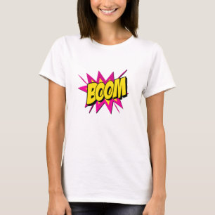 Pop met komische stijl Kunst Retro Geel Hot Pink B T-shirt