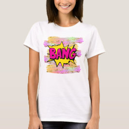 Pop met komische stijl Kunst Retro Geel Hot-Roze B T-shirt
