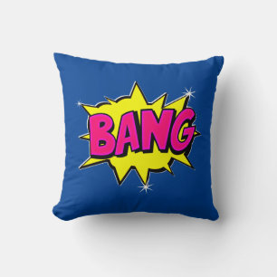 Pop met komische stijl Kunst Retro Geel Roze Blauw Kussen