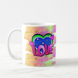 Pop met komische stijl Kunst Retro Mauve Green LOV Koffiemok