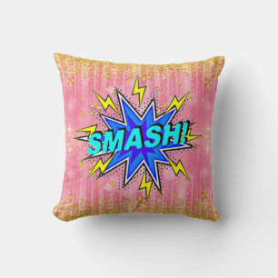 Pop met komische stijl Kunst Retro Roze Geel Blauw Kussen