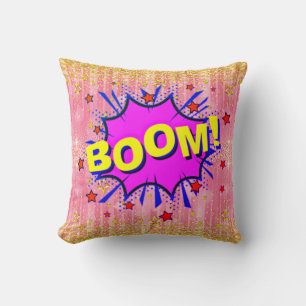 Pop met komische stijl Kunst Retro Roze Gele Paars Kussen