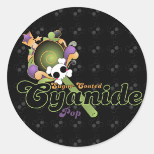 Pop met suikerbeklede cyanide ronde sticker