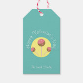 Pop met zoete Cake Valentijns Roze Blauwgroen Cadeaulabel (Voorkant)