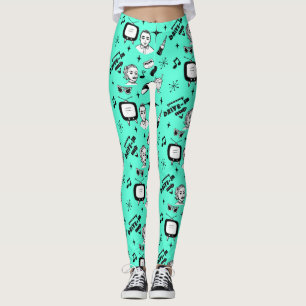 Pop met zwarte en witte retro leggings