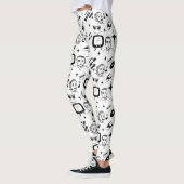 Pop met zwarte en witte retro leggings (Links)