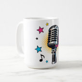 Pop microphone with colorful stars and music notes koffiemok (Voorkant links)
