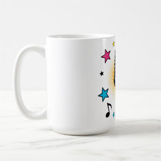 Pop microphone with colorful stars and music notes koffiemok
