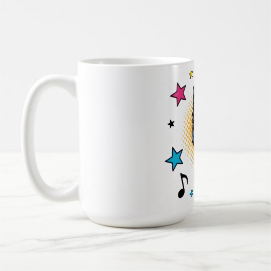 Pop microphone with colorful stars and music notes koffiemok (Links)