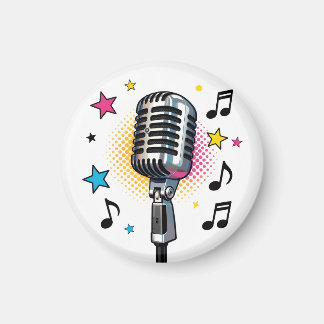 Pop microphone with colorful stars and music notes magneet