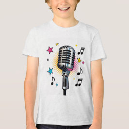 Pop microphone with colorful stars and music notes Tri-Blend shirt