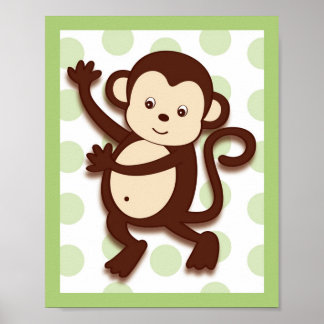 Pop Mod Monkey Jungle Kinderkamer Muur Kunst Afdru Poster