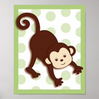 Pop Mod Monkey Jungle Kinderkamer Muur Kunst Afdru Poster