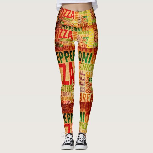 Pop Mode Pizza Pizzaria Pizzeria Leggings (Voorkant)