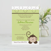 POP MONKEY 5x7 Groen neutraal BABY SHOWER Kaart (Staand voorkant)