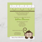POP MONKEY 5x7 Groen neutraal BABY SHOWER Kaart (Voorkant / Achterkant)